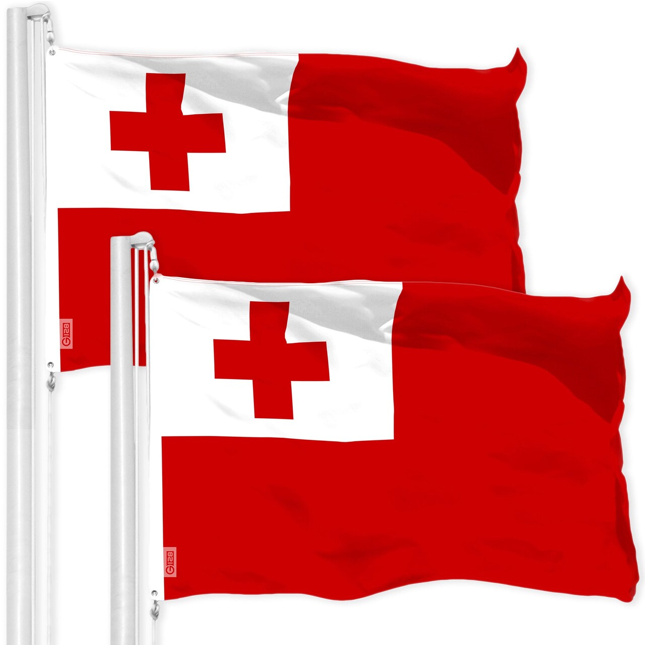 G128 2 Pack: Tonga Tongan Flag | 3x5 Ft | LiteWeave Pro Series Printed 150D Polyester | Country Flag, Indoor/Outdoor, Vibrant Colors, Brass Grommets, Thicker and More Durable Than 100D 75D Polyester